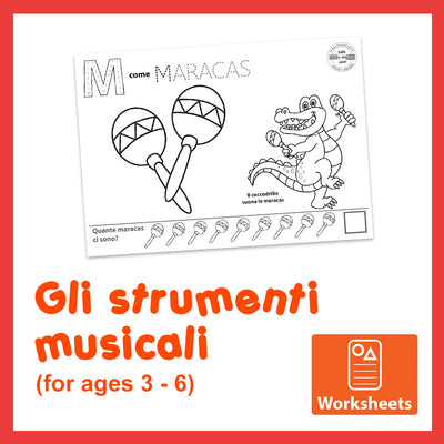 Animals & Instruments - Worksheets for 3 to 6-Year-Olds